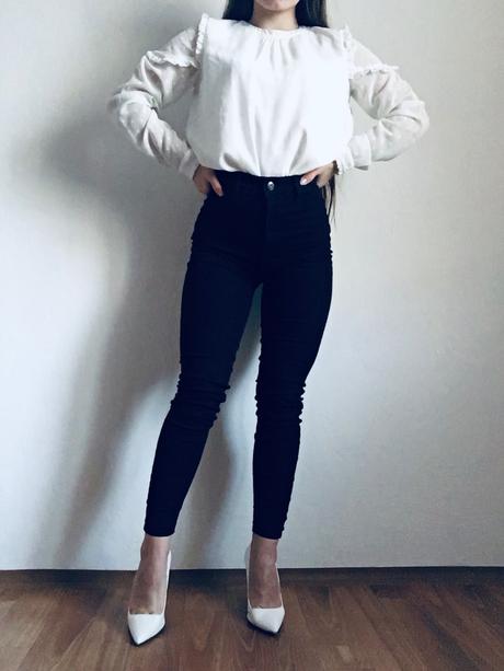 Biela blúzka s motívom srdiečok, h&m,xs