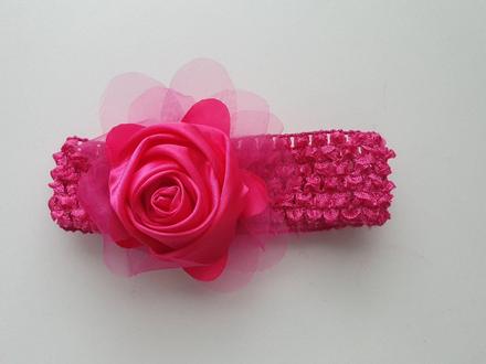 Ružová čelenka s kvietkom,