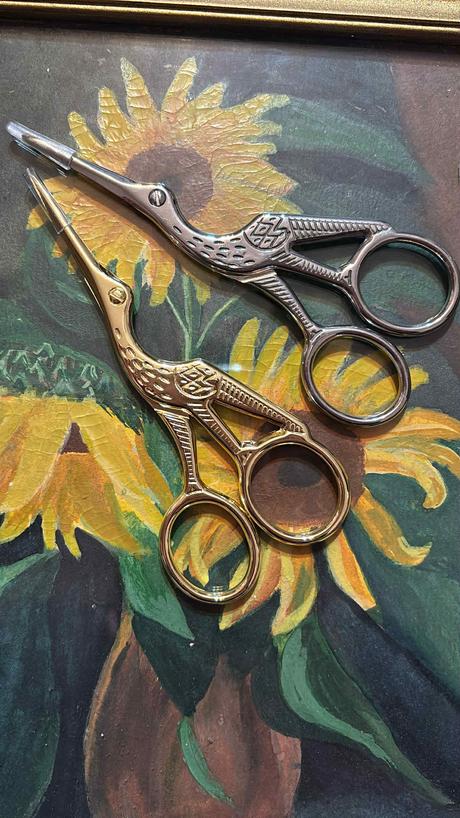 Vintage nožnice jemne zlaté 12 cm, 