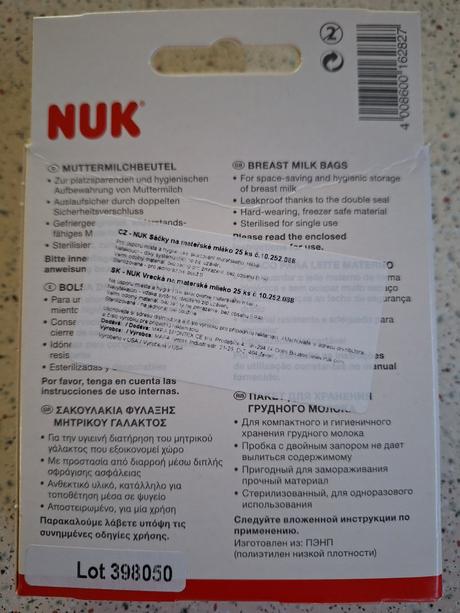 Sáčky na materské mlieko, nuk