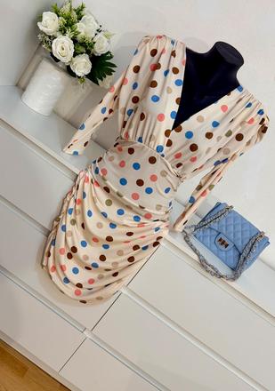 Luxusné bodkované šaty - pastelové bodky, s