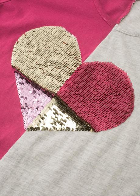 Tričko s flitrovaným srdiečkom, bonprix,176