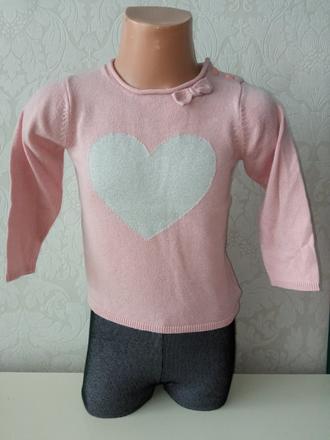 Dievčenský sveter so strieborným srdiečkom (86), h&m,86