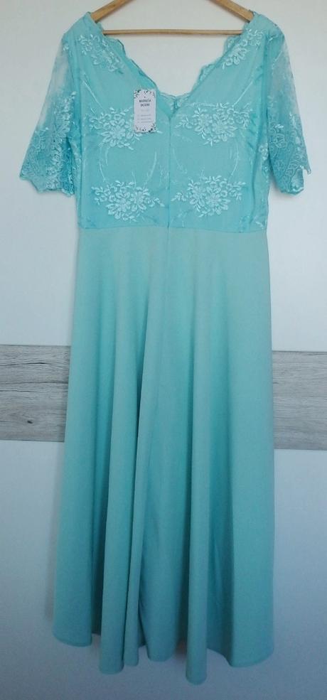 Spoločenské mentolové spoločenské šaty pre moletky, 48 - xxxl