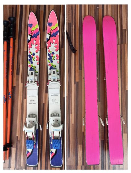 Lyže, lyžiarky, palice, prilba, 70-79 cm