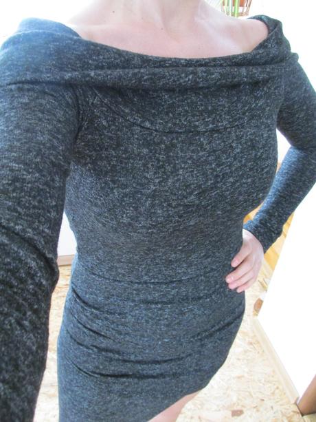 Asymetrické čiernosivé šaty, s / xs