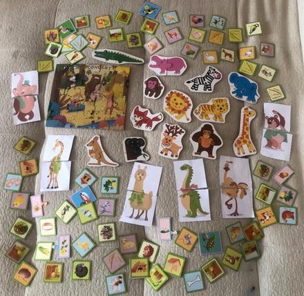 3x puzzle, kartičky so zvieratami, 