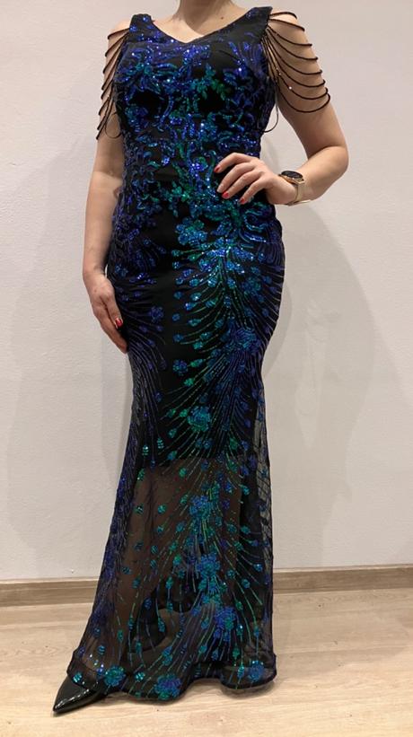 Luxusné trblietavé večerné šaty, m