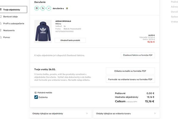 About you - vrátenie