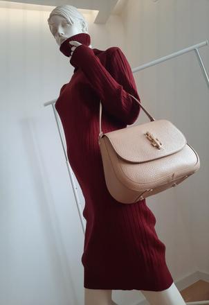 Burgundy úpletové šaty, l