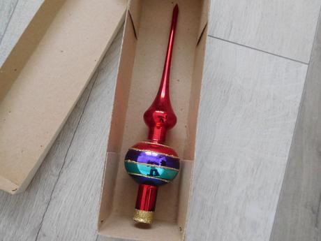 Retro vianočný špic červený fúkaný,, 