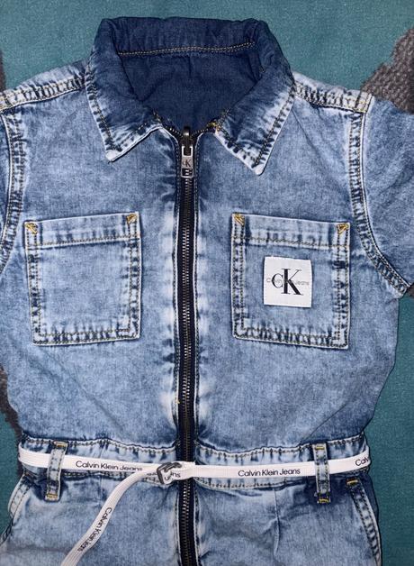 Riflový overal calvin klein jeans v.128 top stav, calvin klein,128