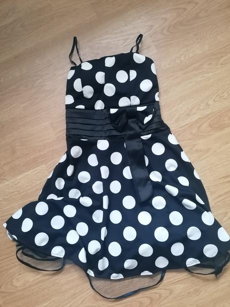 Bodkovane saténové šaty, xs