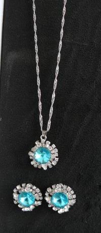Náhrdenlík+náusnice-tyrkysovy set, 