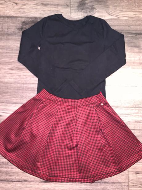 Kockovaná sukňa s tričkom, c&a,140
