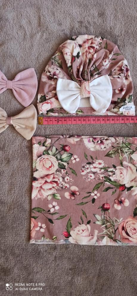 Set turban (čiapka) nákrčník 80-86, 80