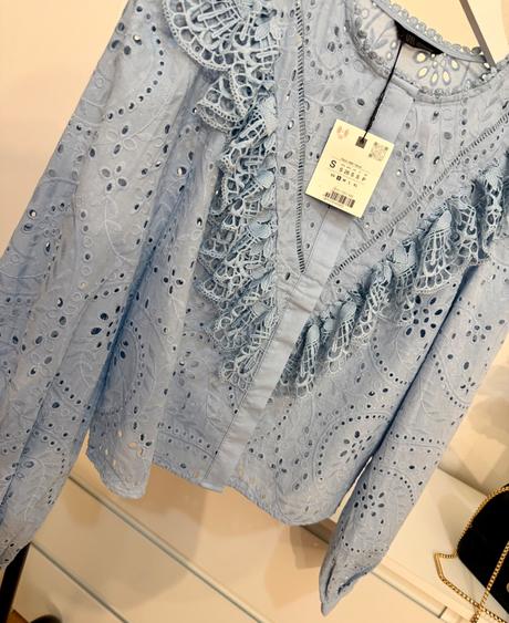 Luxusná zara madeirová blúzka romantický štýl, zara,s