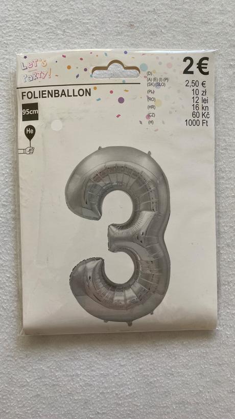 Party balóny - strieborné číslo 3,