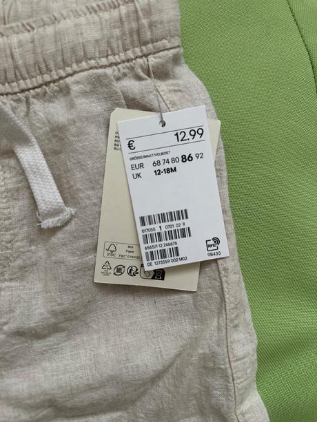 Ľanové nohavice, h&m,86