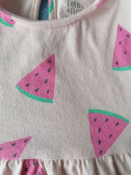 Letné šaty pásik, jahody, melony, h&m,86