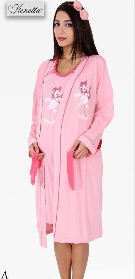 Materský komplet župan a nočná košeľa na kojenie, vienetta secret,l / m / s / xl / xxl
