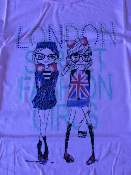 Dievčenské tričko s kamienkami "london"., 122 / 128 / 134