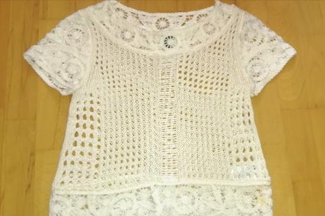 Krasny hackovany nenoseny top, h&m,xs