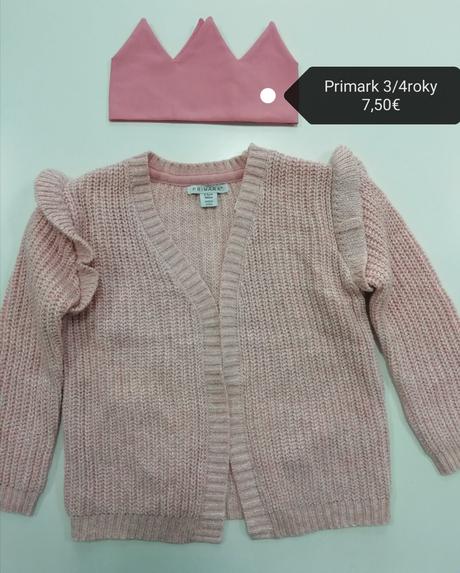 Ružový sveter kardigán s volánikmi, primark,104