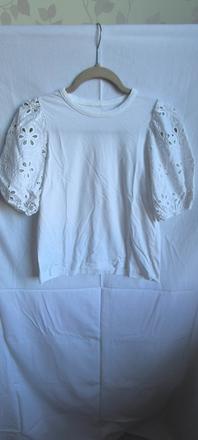 Biele tričko s madeirovými rukávmi, 164