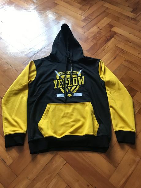 Čierno-žltá mikina s kapucňou, l
