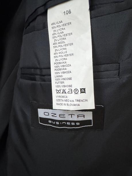 Čierny oblek ozeta, 52