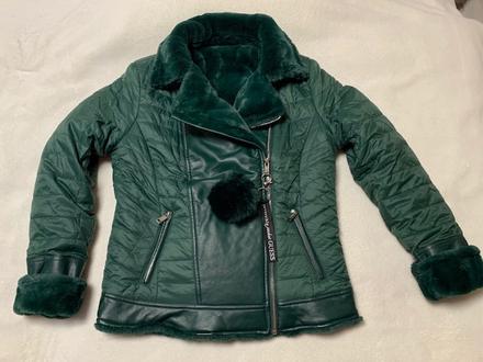 Obojstranná zelená bunda s kožušinou guess jeans, guess,l / m