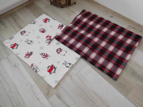 Deka huňatá  tučniaky, kocka  nové, 