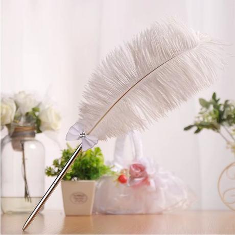 Vintage elegantné guľôčkové pero s perím biele, 