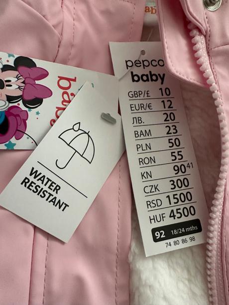 Nepremokavá bunda veľkosť 92, pepco,92