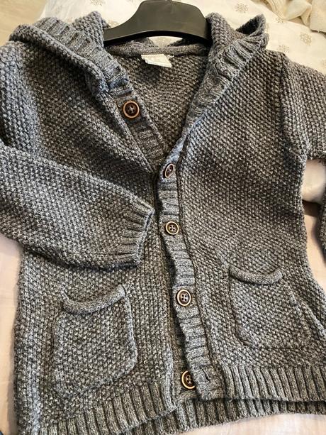 Teply svetrík s kapucnou a uškami, h&m,92