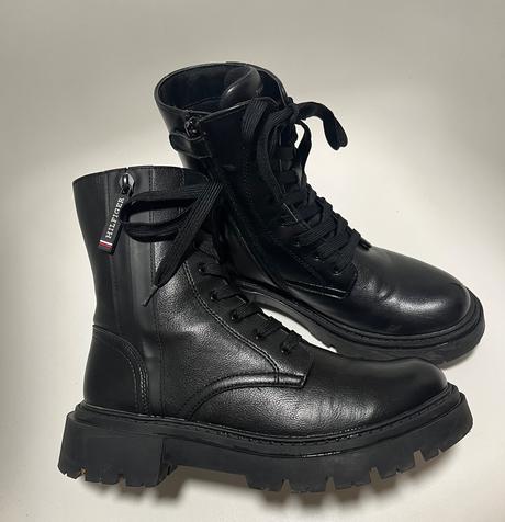 Kožené čižmy tommy hilfiger, tommy hilfiger,37