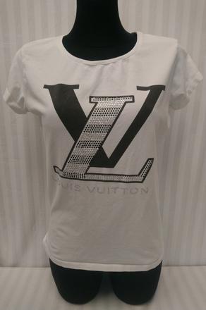 Dámsky biely elastický top, nápis, france, l, l