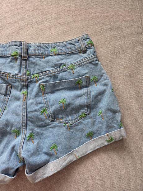 Riflové kraťasy s palmičkami, denim co,l