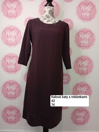Fialové šaty s trblietkami, 42