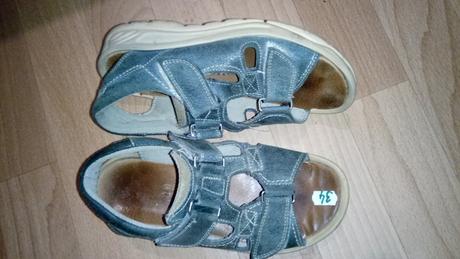 Sandále kožené nosené veľkosť 34, 34