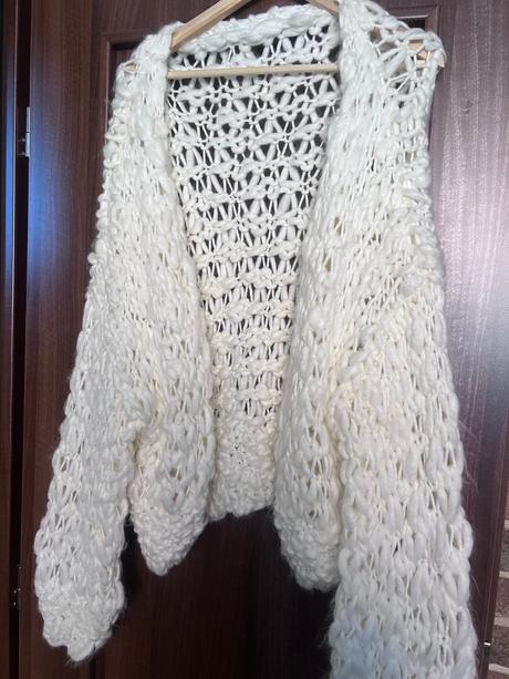 Krémový sveter hand-made, xl