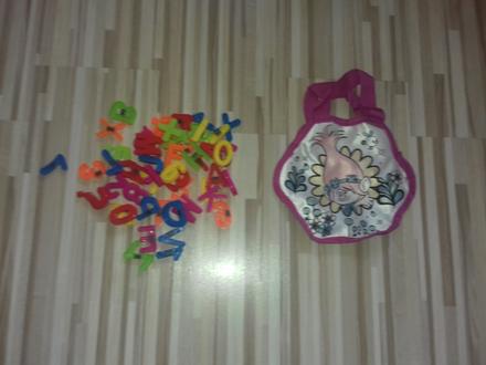 Magnetky písmená, čísla +taška, 