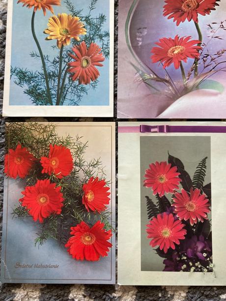 Retro pohľadnice kvety 80-90te roky, 