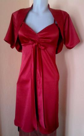 Saténové šaty s bolerkom 158, xs
