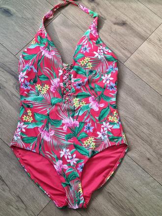 Jahodovočervené celé plavky f&f veľ. 40, f&f,40