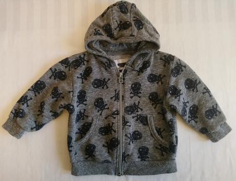 Sivá mikina s kapucňou, motív lebky, next, 72-80, next,80