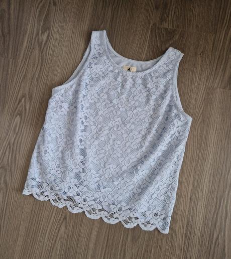 Soulcal&co top bledomodý s čipkou, m