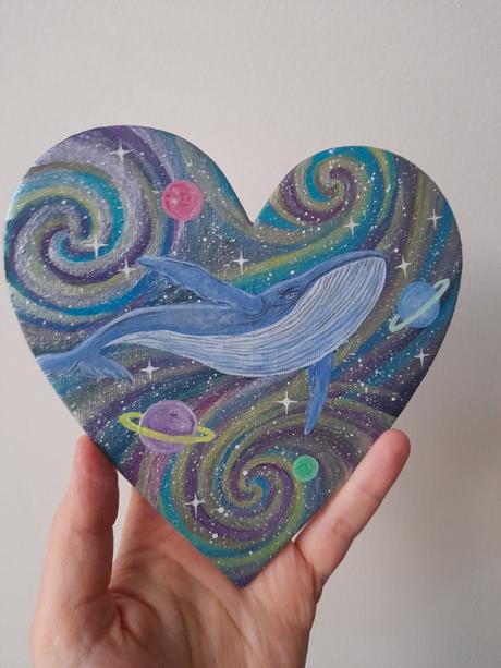 Akryl na srdcovom plátne veľryba, 