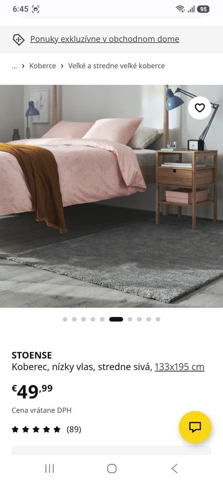 Sivý koberec stoense ikea,
